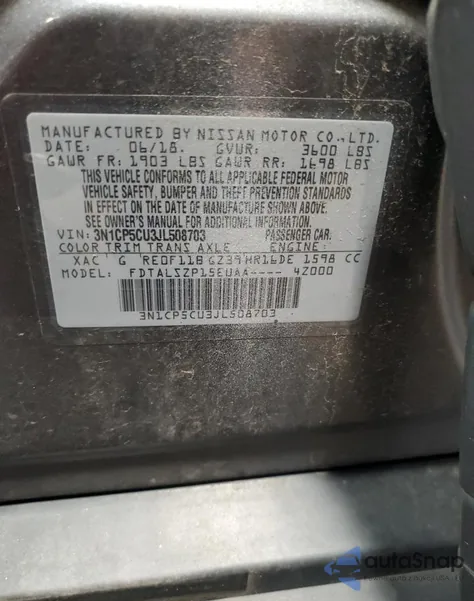 2018 Nissan Kicks S from USA, damaged, VIN 3N1CP5CU3JL508703
